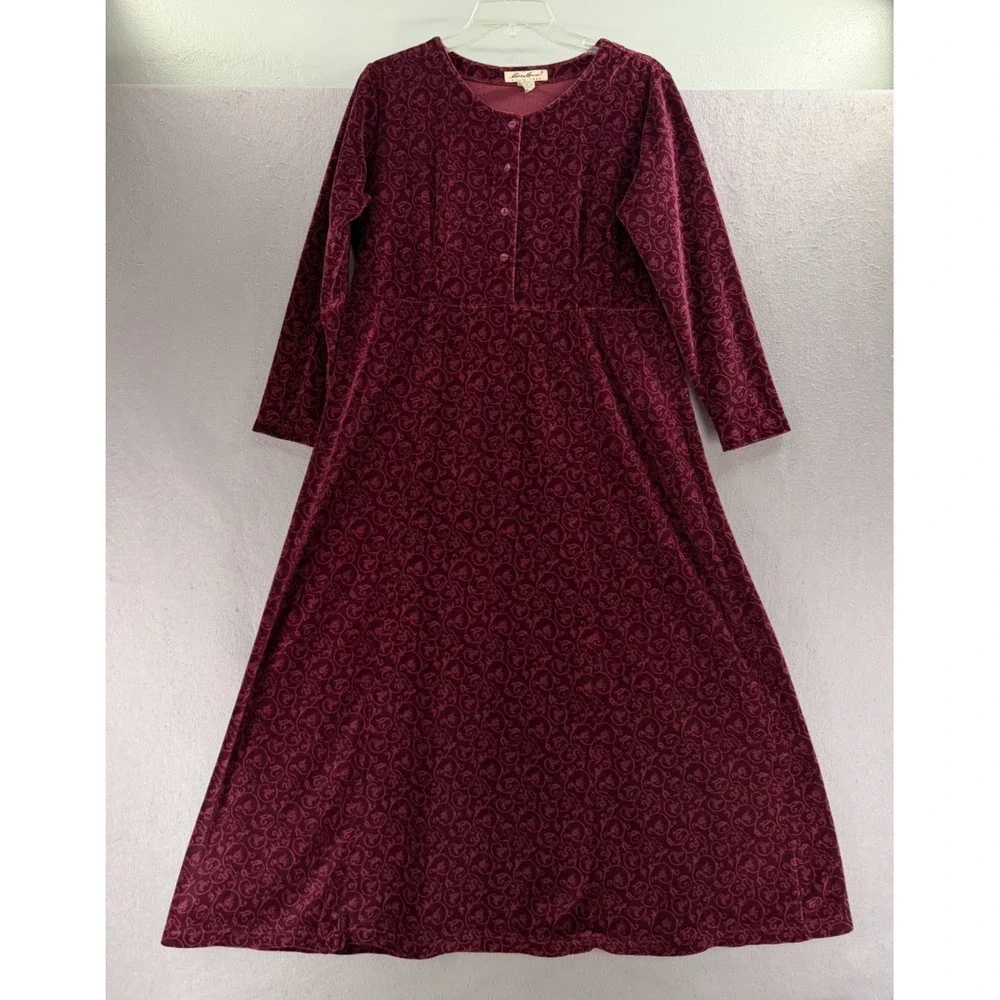 Vintage Eddie Bauer Dress MP Red Velvet‎ Modest Whimsigoth 90s Grunge Romantic
